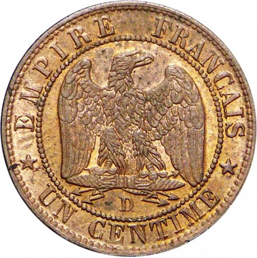 1 Centime Reverse Image minted in FRANCE in 1855D (1852-1870 - Napoléon III)  - The Coin Database
