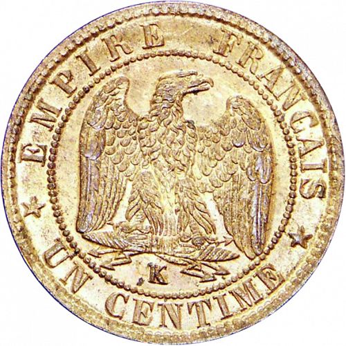 1 Centime Reverse Image minted in FRANCE in 1862K (1852-1870 - Napoléon III)  - The Coin Database
