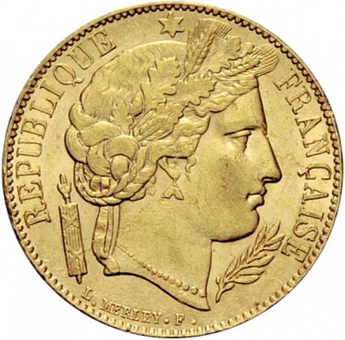20 Francs Obverse Image minted in FRANCE in 1851A (1848-1852 - Second Republic)  - The Coin Database