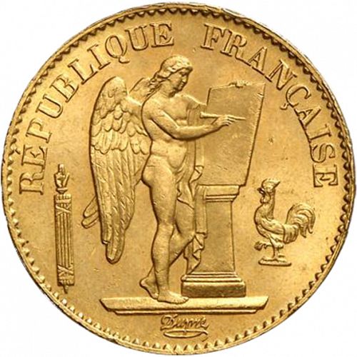 20 Francs Obverse Image minted in FRANCE in 1875A (1871-1940 - Third Republic)  - The Coin Database