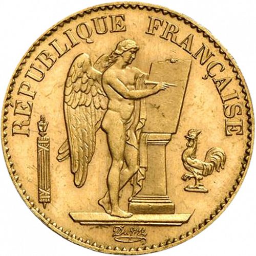 20 Francs Obverse Image minted in FRANCE in 1889A (1871-1940 - Third Republic)  - The Coin Database