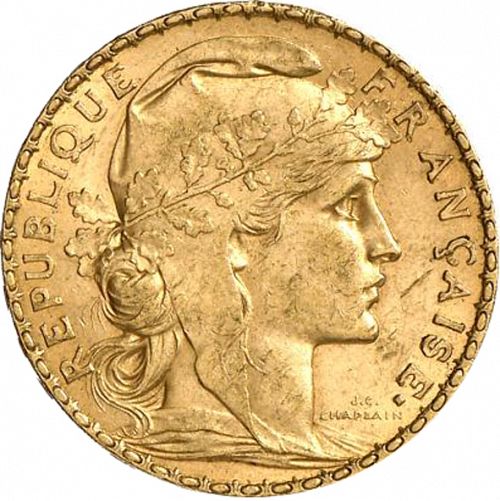 20 Francs Obverse Image minted in FRANCE in 1900 (1871-1940 - Third Republic)  - The Coin Database