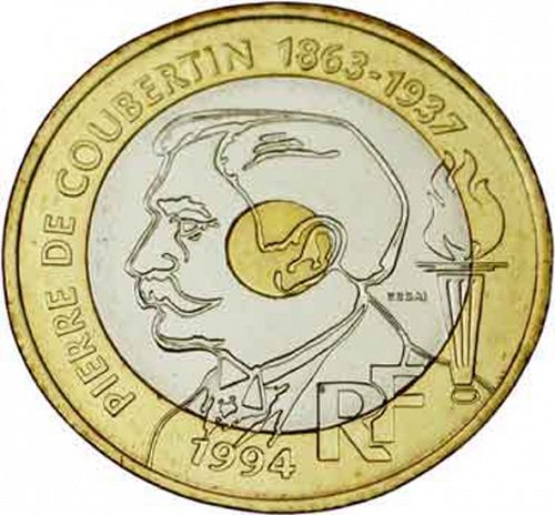 20 Francs Obverse Image minted in FRANCE in 1994 (1959-2001 - Fifth Republic)  - The Coin Database