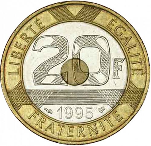 20 Francs Reverse Image minted in FRANCE in 1995 (1959-2001 - Fifth Republic)  - The Coin Database