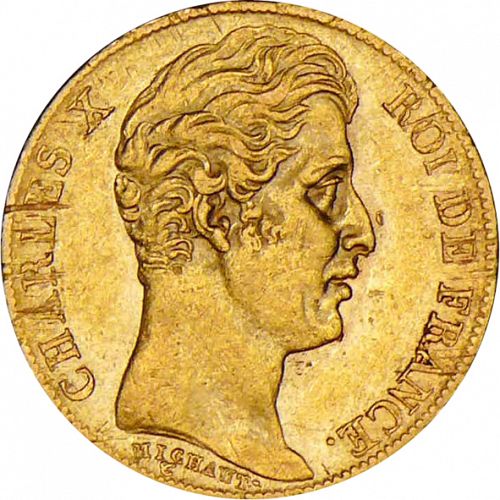 20 Francs Obverse Image minted in FRANCE in 1825A (1824-1830 - Charles X)  - The Coin Database