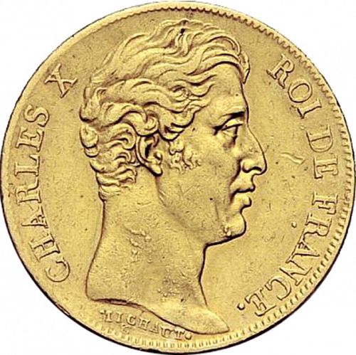20 Francs Obverse Image minted in FRANCE in 1827A (1824-1830 - Charles X)  - The Coin Database