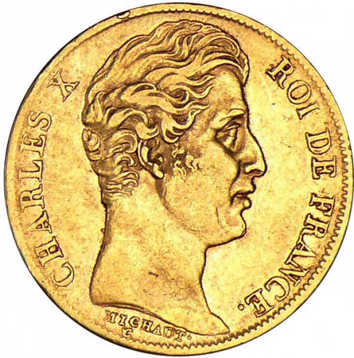 20 Francs Obverse Image minted in FRANCE in 1829A (1824-1830 - Charles X)  - The Coin Database
