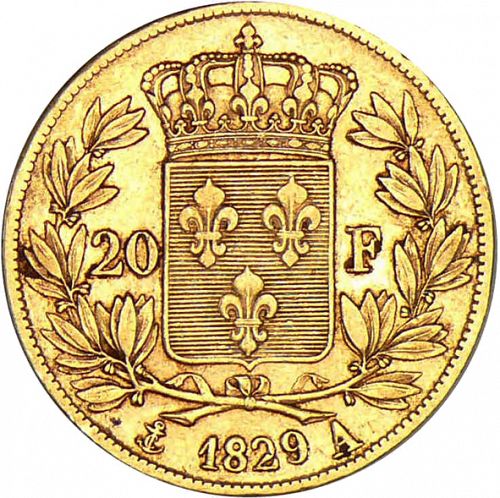 20 Francs Reverse Image minted in FRANCE in 1829A (1824-1830 - Charles X)  - The Coin Database
