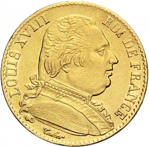 20 Francs Obverse Image minted in FRANCE in 1815A (1814-1824 - Louis XVIII)  - The Coin Database