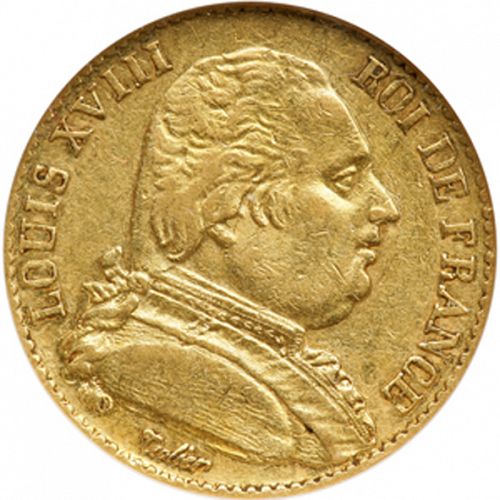 20 Francs Obverse Image minted in FRANCE in 1815B (1814-1824 - Louis XVIII)  - The Coin Database