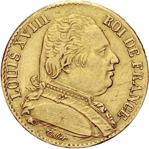 20 Francs Obverse Image minted in FRANCE in 1815L (1814-1824 - Louis XVIII)  - The Coin Database