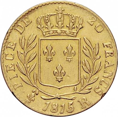 20 Francs Reverse Image minted in FRANCE in 1815R (1814-1824 - Louis XVIII)  - The Coin Database