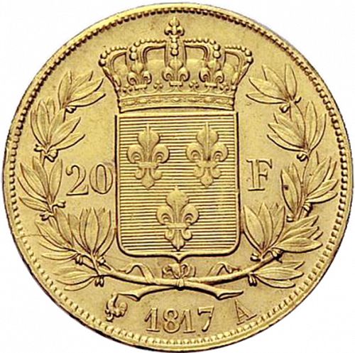 20 Francs Reverse Image minted in FRANCE in 1817A (1814-1824 - Louis XVIII)  - The Coin Database