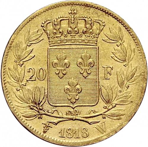 20 Francs Reverse Image minted in FRANCE in 1818W (1814-1824 - Louis XVIII)  - The Coin Database