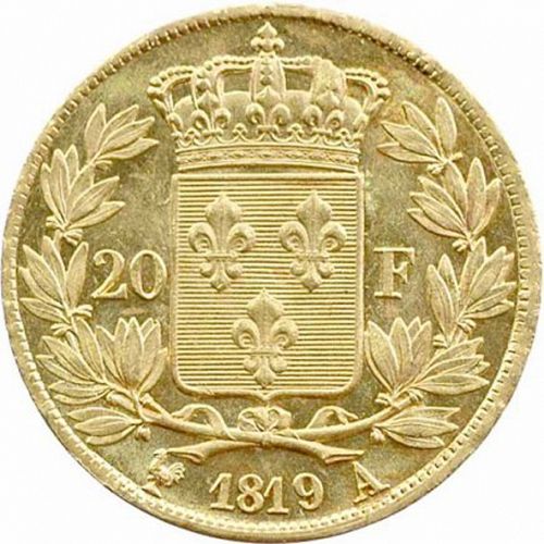 20 Francs Reverse Image minted in FRANCE in 1819A (1814-1824 - Louis XVIII)  - The Coin Database
