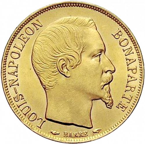 20 Francs Obverse Image minted in FRANCE in 1852A (1852 - Louis-Napoléon)  - The Coin Database