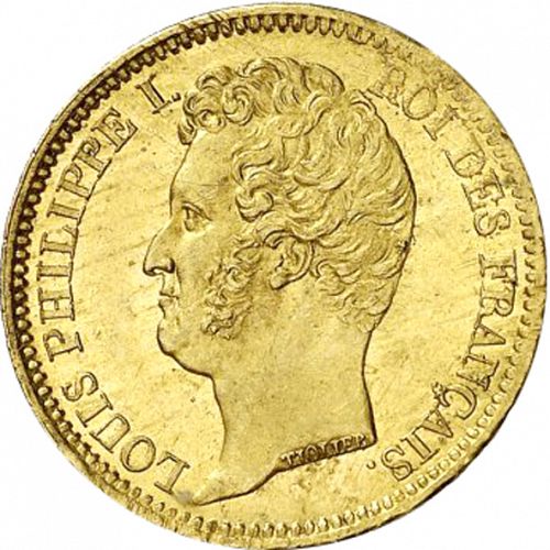 20 Francs Obverse Image minted in FRANCE in 1831A (1830-1848 - Louis Philippe I)  - The Coin Database