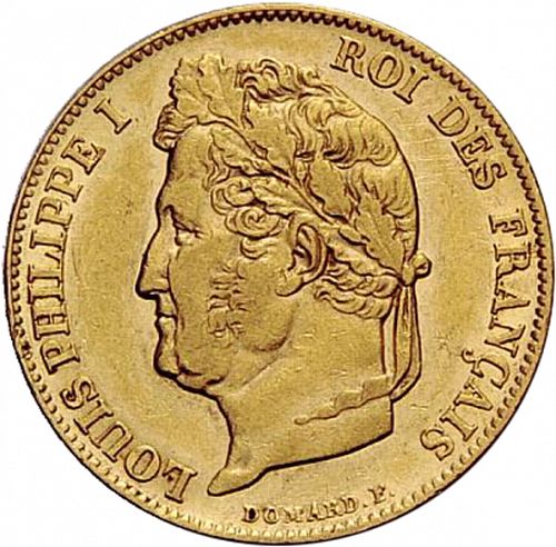 20 Francs Obverse Image minted in FRANCE in 1840A (1830-1848 - Louis Philippe I)  - The Coin Database