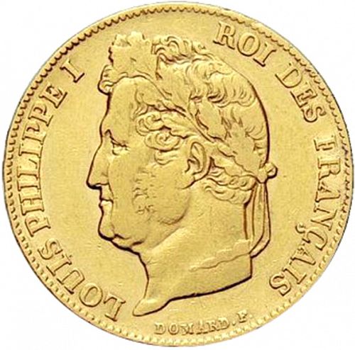 20 Francs Obverse Image minted in FRANCE in 1841A (1830-1848 - Louis Philippe I)  - The Coin Database
