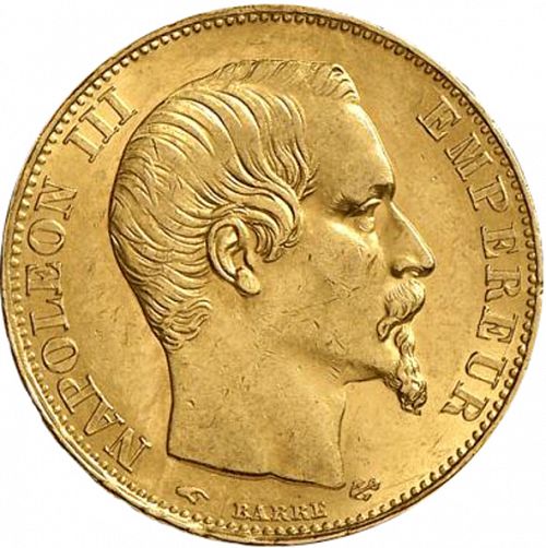20 Francs Obverse Image minted in FRANCE in 1856A (1852-1870 - Napoléon III)  - The Coin Database