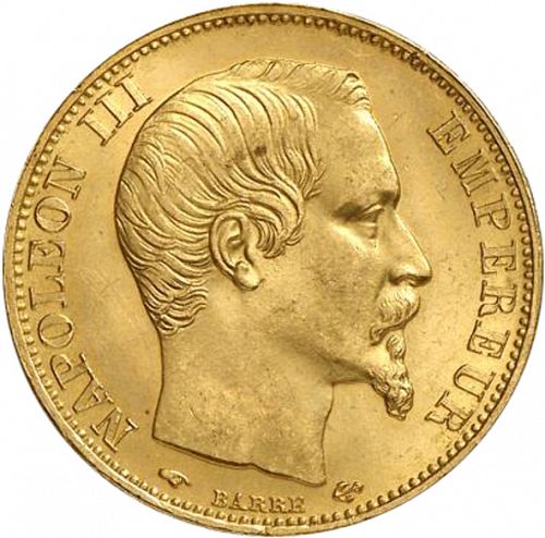 20 Francs Obverse Image minted in FRANCE in 1859A (1852-1870 - Napoléon III)  - The Coin Database