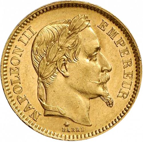 20 Francs Obverse Image minted in FRANCE in 1861A (1852-1870 - Napoléon III)  - The Coin Database