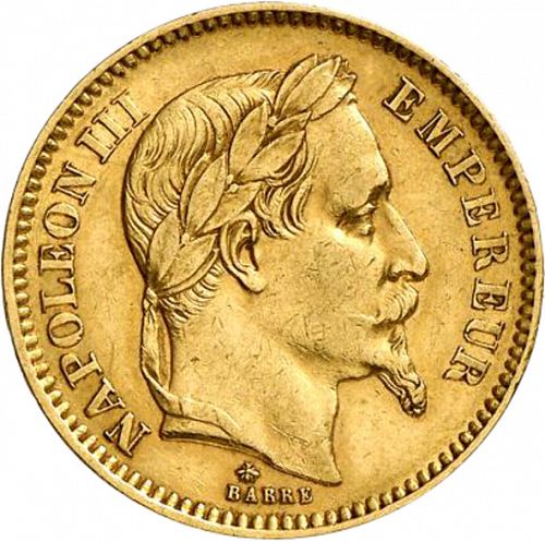 20 Francs Obverse Image minted in FRANCE in 1864A (1852-1870 - Napoléon III)  - The Coin Database