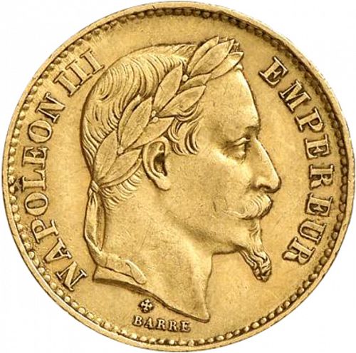 20 Francs Obverse Image minted in FRANCE in 1870BB (1852-1870 - Napoléon III)  - The Coin Database