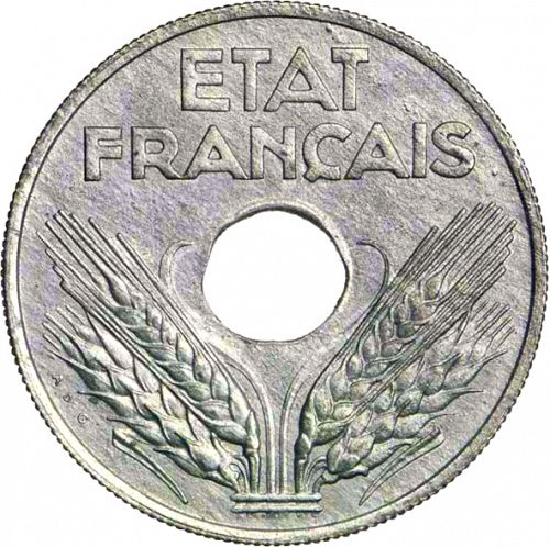 20 Centimes Obverse Image minted in FRANCE in 1942 (1940-1944 - Vichy State)  - The Coin Database