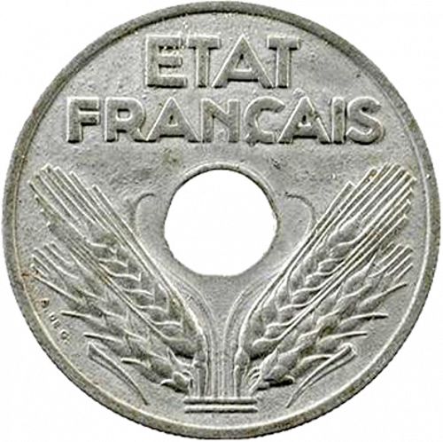 20 Centimes Obverse Image minted in FRANCE in 1944 (1940-1944 - Vichy State)  - The Coin Database