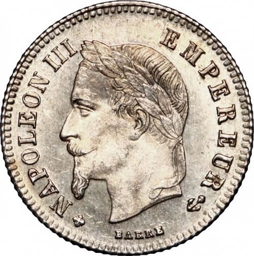 20 Centimes Obverse Image minted in FRANCE in 1864BB (1852-1870 - Napoléon III)  - The Coin Database