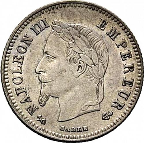 20 Centimes Obverse Image minted in FRANCE in 1866K (1852-1870 - Napoléon III)  - The Coin Database