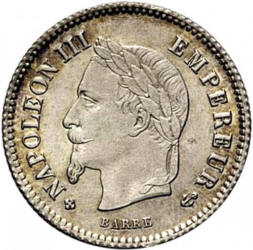 20 Centimes Obverse Image minted in FRANCE in 1867BB (1852-1870 - Napoléon III)  - The Coin Database