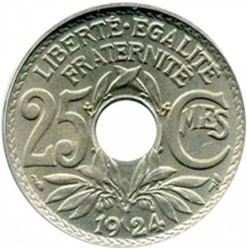 25 Centimes Reverse Image minted in FRANCE in 1924 (1871-1940 - Third Republic)  - The Coin Database