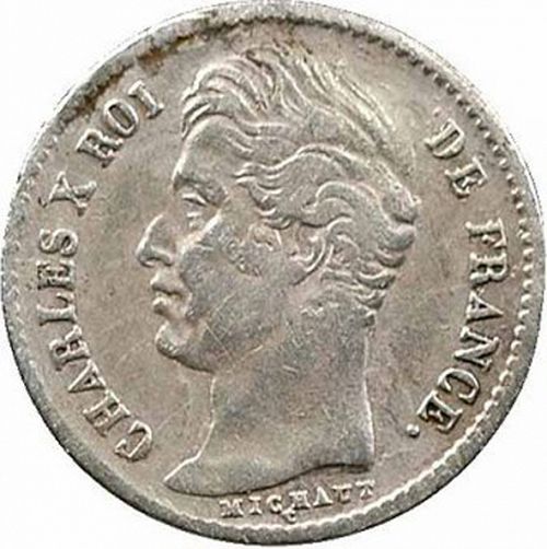 1/4 Franc Obverse Image minted in FRANCE in 1828D (1824-1830 - Charles X)  - The Coin Database