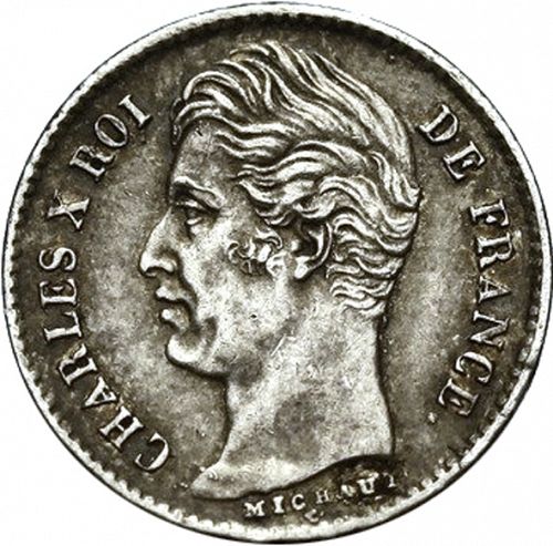 1/4 Franc Obverse Image minted in FRANCE in 1828W (1824-1830 - Charles X)  - The Coin Database