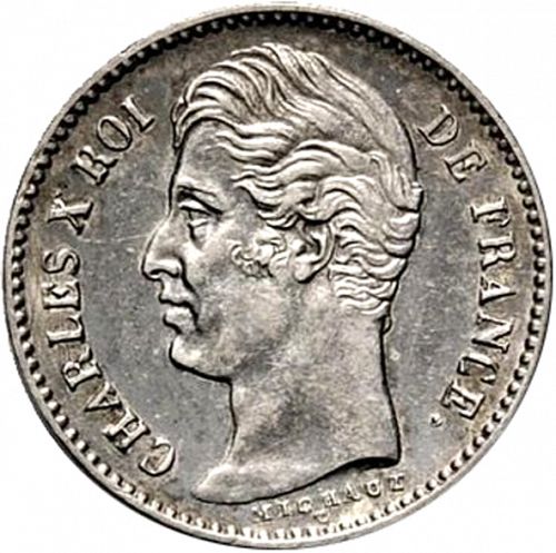 1/4 Franc Obverse Image minted in FRANCE in 1829A (1824-1830 - Charles X)  - The Coin Database