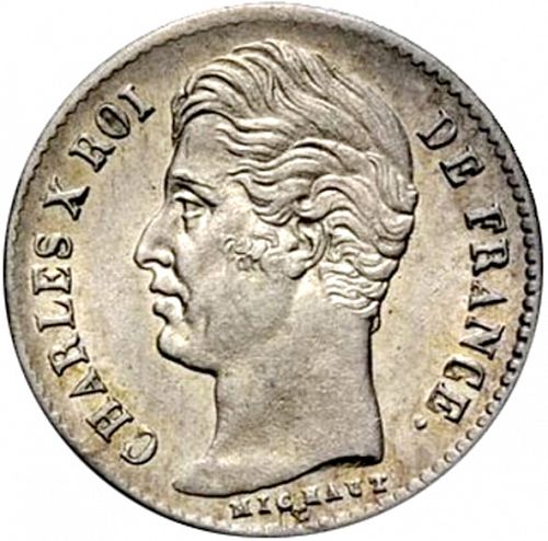 1/4 Franc Obverse Image minted in FRANCE in 1829B (1824-1830 - Charles X)  - The Coin Database