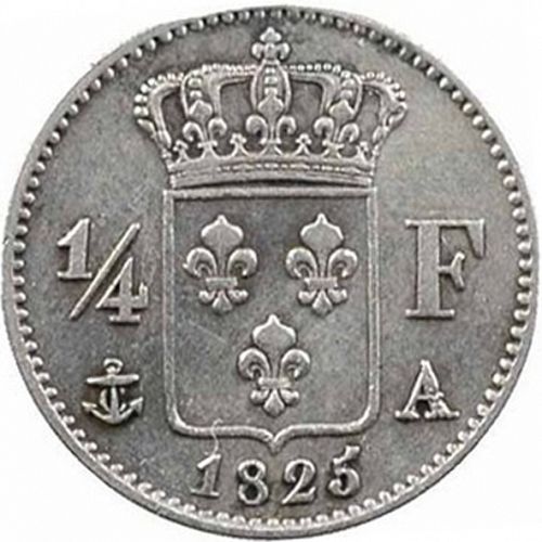 1/4 Franc Reverse Image minted in FRANCE in 1825A (1824-1830 - Charles X)  - The Coin Database