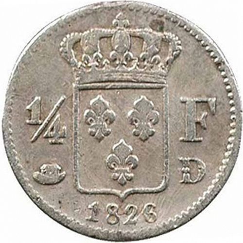 1/4 Franc Reverse Image minted in FRANCE in 1826D (1824-1830 - Charles X)  - The Coin Database