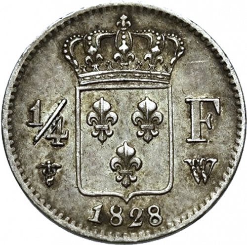 1/4 Franc Reverse Image minted in FRANCE in 1828W (1824-1830 - Charles X)  - The Coin Database