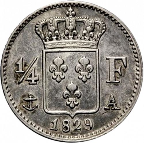 1/4 Franc Reverse Image minted in FRANCE in 1829A (1824-1830 - Charles X)  - The Coin Database