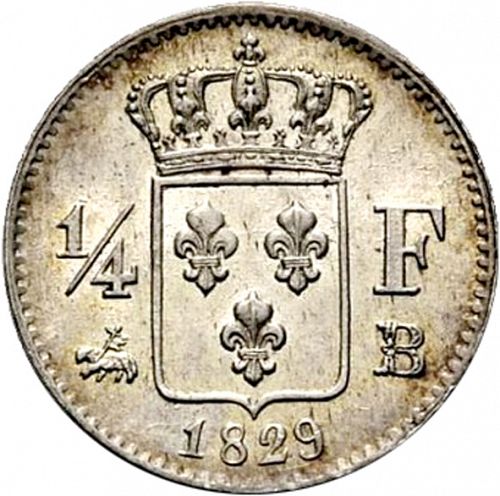 1/4 Franc Reverse Image minted in FRANCE in 1829B (1824-1830 - Charles X)  - The Coin Database