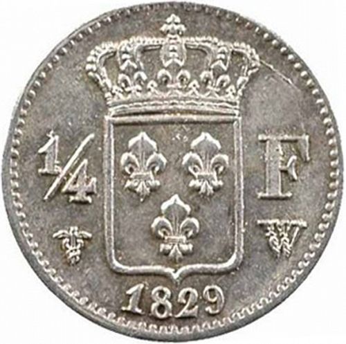 1/4 Franc Reverse Image minted in FRANCE in 1829W (1824-1830 - Charles X)  - The Coin Database