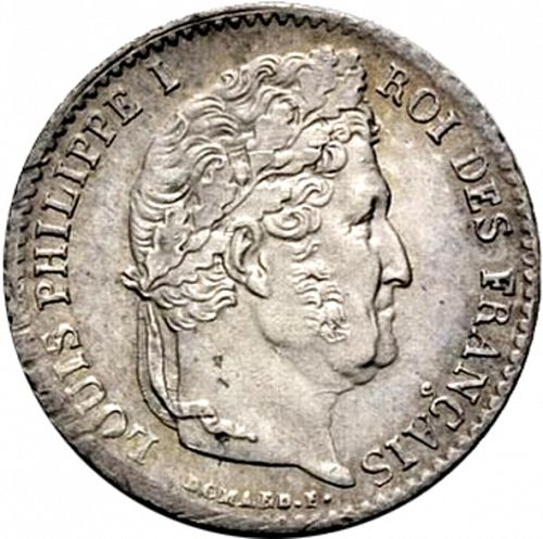 1/4 Franc Obverse Image minted in FRANCE in 1832A (1830-1848 - Louis Philippe I)  - The Coin Database