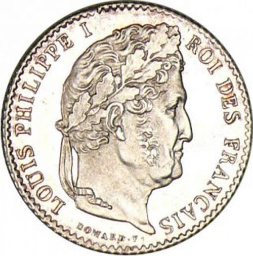 1/4 Franc Obverse Image minted in FRANCE in 1833K (1830-1848 - Louis Philippe I)  - The Coin Database