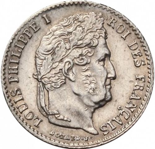 1/4 Franc Obverse Image minted in FRANCE in 1834B (1830-1848 - Louis Philippe I)  - The Coin Database