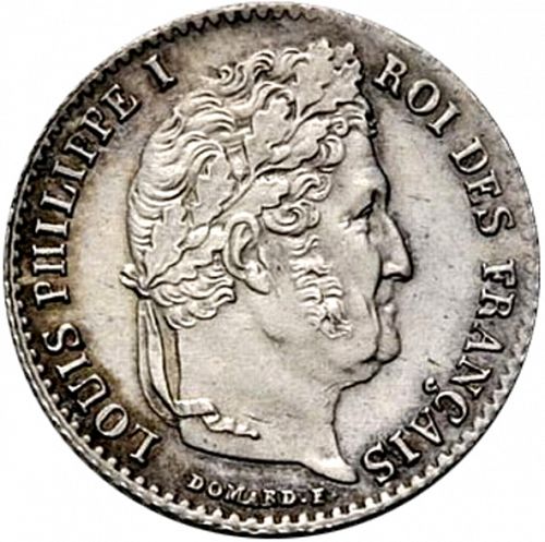 1/4 Franc Obverse Image minted in FRANCE in 1835A (1830-1848 - Louis Philippe I)  - The Coin Database