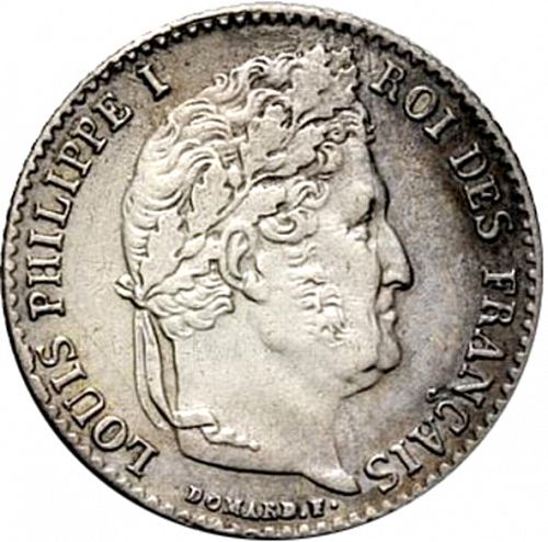 1/4 Franc Obverse Image minted in FRANCE in 1835W (1830-1848 - Louis Philippe I)  - The Coin Database