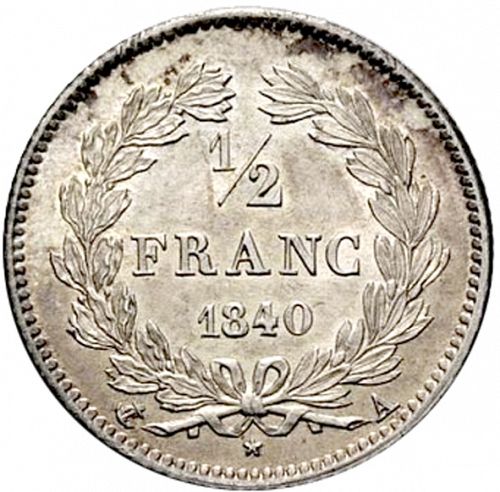 1/4 Franc Reverse Image minted in FRANCE in 1840A (1830-1848 - Louis Philippe I)  - The Coin Database